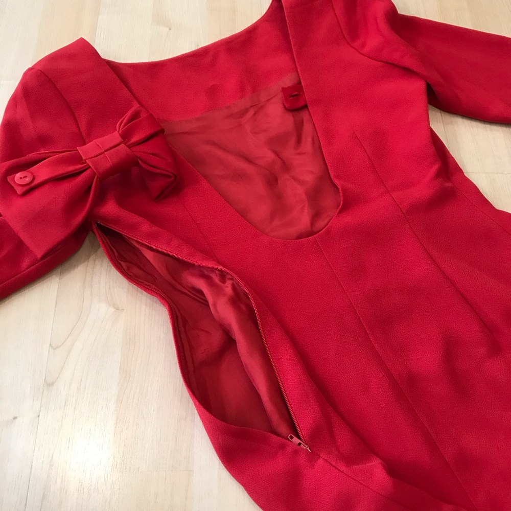 Oakbrook Vintage Red Sheath Dress with Bow - Picture 7 of 11